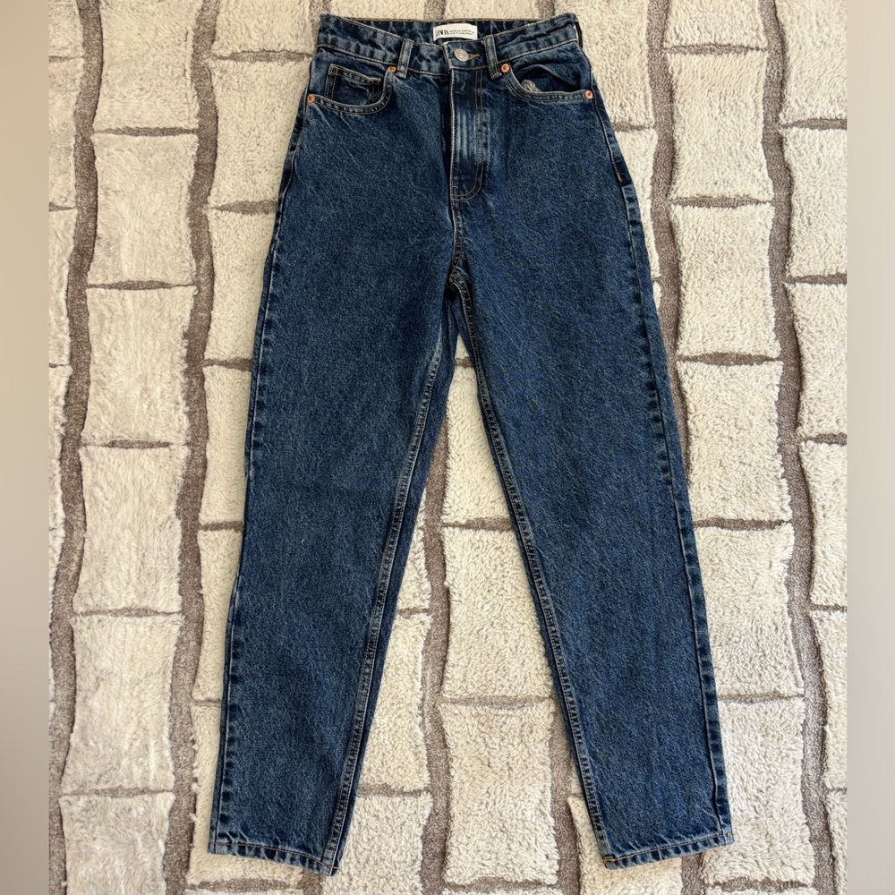 Zara blue jeans straight leg - high waist